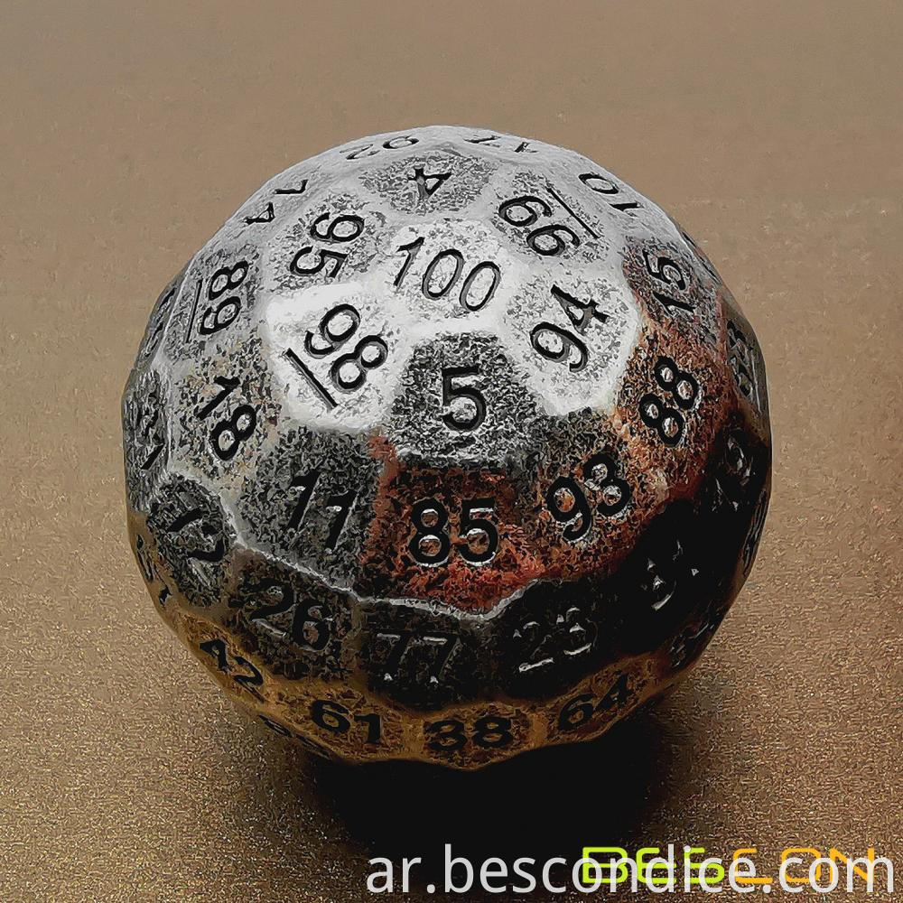 Brass D100 Dice Metal Single 100 Sided Polyhedral Dice 4